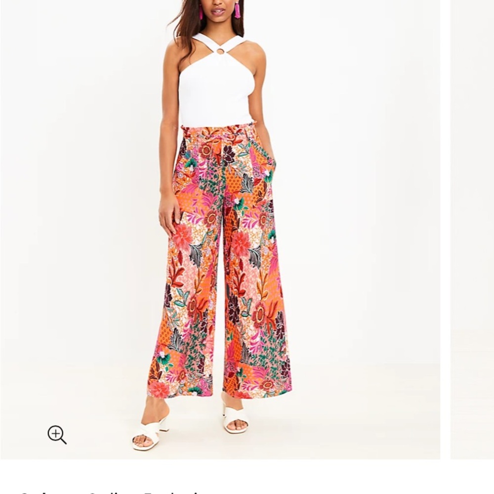 Loft Pull On Linen Blend pants, size S